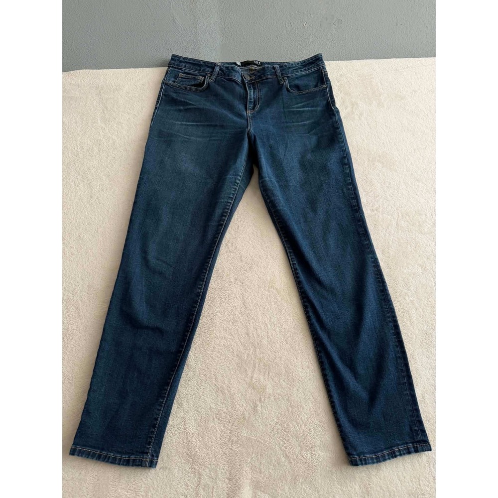 Kut from the Kloth Womens 16 Blue Jeans Straight Leg Dark Wash Whiskered Denim